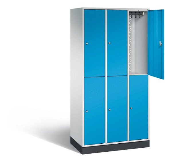C+P locker, dubbellaags intro, H1950xW920xD490mm, kleur: lichtgrijs/lichtblauw, 8270-301 S10026
