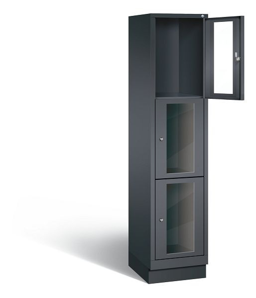 C+P lockerkast Classic, H1800xB420xD500mm, kleur: zwart-grijs, 8020A123 S10014