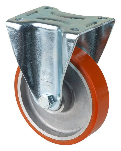 BS-rollen transportrol, vaste rol, wielbreedte 30 mm, wiel-Ø 125 mm, draagvermogen 200 kg, gegoten polyurethaan, aluminium wiellichaam, kogellager, LS410.B90.125