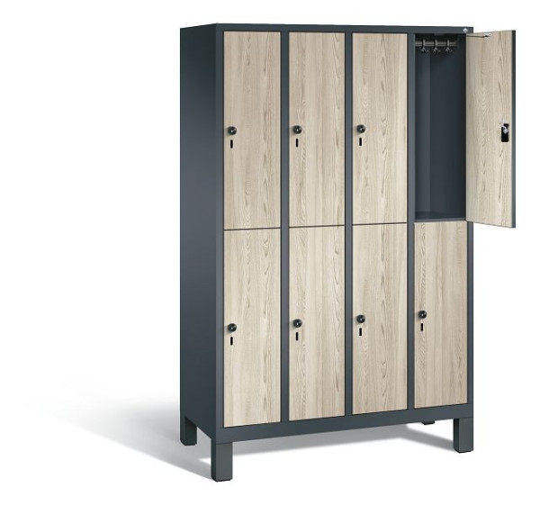C+P locker 2-laags Evolo, H1850xB1190xD500mm, kleur: antracietgrijs / decor Sen ash, 48310-40 S10548