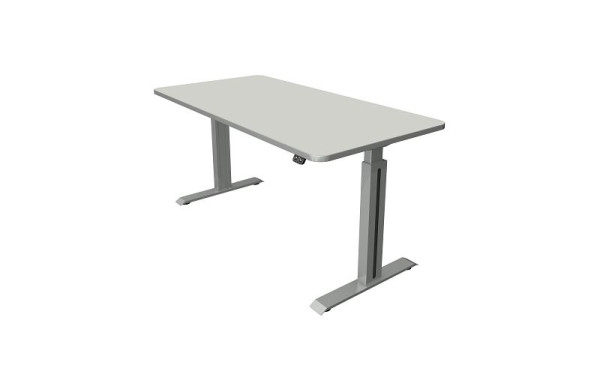 Kerkmann sta-/zittafel B 1600 x D 800 mm, zilver, elektrisch in hoogte verstelbaar van 740 - 1230 mm, lichtgrijs/zilver, 10175911