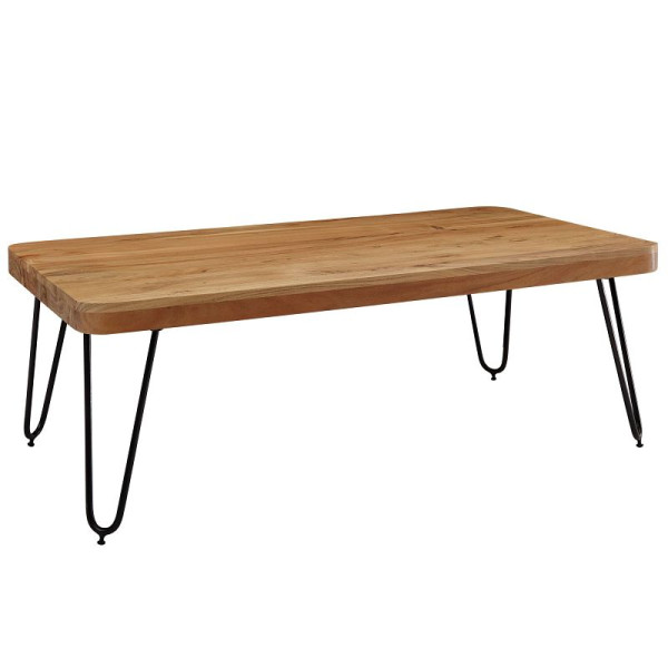 Wohnling salontafel BAGLI massief acaciahout 115 cm breed design metalen poten landelijke stijl, WL1.512
