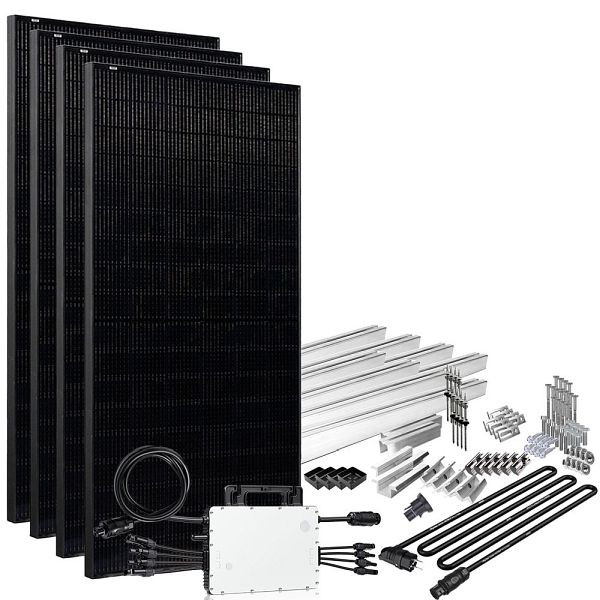 Offgridtec Solar-Direct 1640W HM-1500 zonnesysteem Full Black Schuko-aansluiting - 5m aansluitkabel - montagekit ophangschroeven, 4-01-014535-013