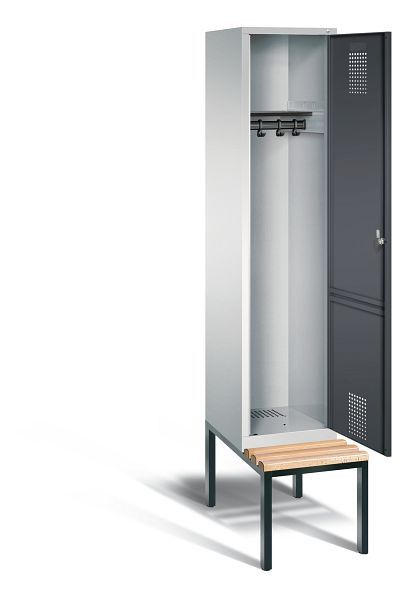 C+P garderobe Evolo, H2090xW420xD815mm, kleur: lichtgrijs / zwartgrijs, 48050-12 S10073