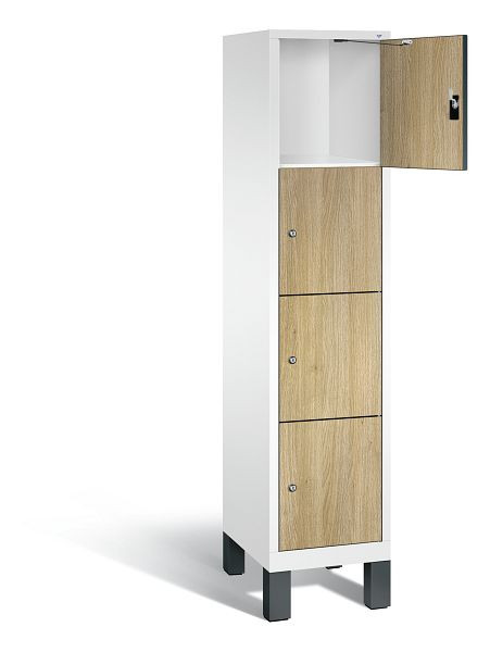 C+P lockerkast Evolo, H1850xB420xD500mm, kleur: verkeerswit / decor eiken Sereno, 48010-124 S10109