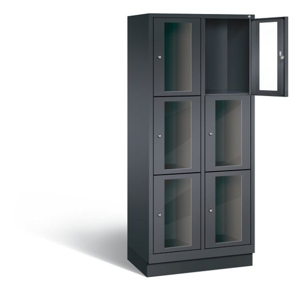 C+P lockerkast Classic, H1800xB810xD500mm, kleur: zwart-grijs, 8020A223 S10014