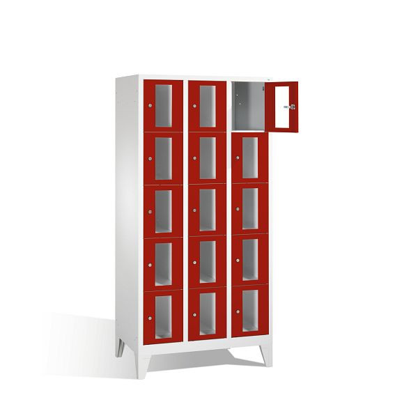 C+P lockerkast Classic, H1850xB900xD500mm, kleur: lichtgrijs/robijnrood, 8010A305 S10001