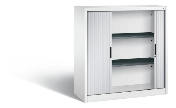 C+P dressoir met luiken Omnispace, H1230xB1200xD420mm, kleur: verkeerswit/wit aluminium, verzonken greep, 3 niveaus, 3233-00 S10242