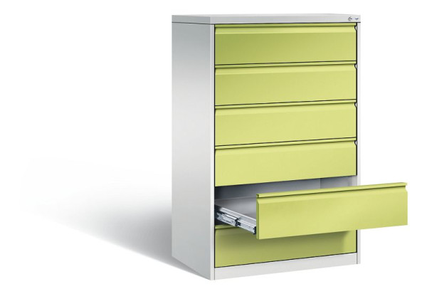 C+P archiefkast Acurado, H1357xB787xD590mm, kleur: lichtgrijs / virid groen, handgreep, 12936-323 S10073