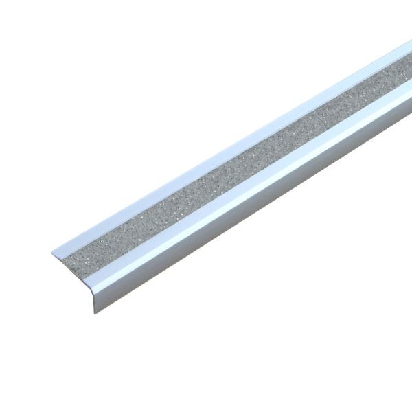 Meelbroek antislip traprandprofiel aluminium met m2 antislip coating, GlitterGrip zilver 53x1000x31mm, zelfklevend, ATM8TF2sk