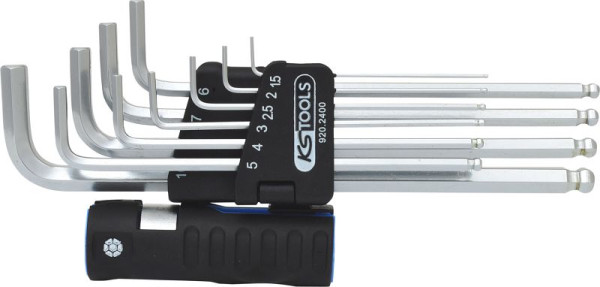KS Tools 3 in 1 inbussleutelset, 10-delig XL, kogelkop, 920.2400