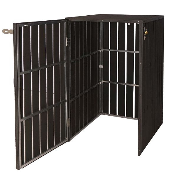 Mendler XL 1/2 WPC rolcontainer bekleding HWC-J28, klikobox, metaal houtlook, uitbreidbaar, antraciet, 75981+75982