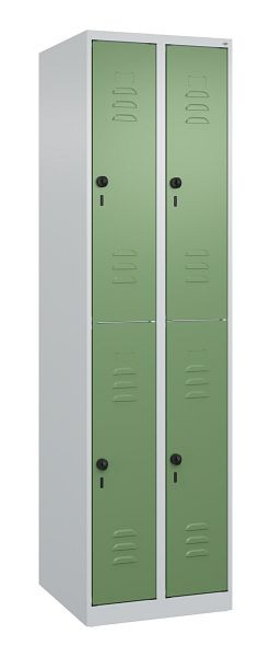C+P Doppelstöckiger Spind Classic PLUS, 2 Abteile, 1850x500x500mm, 7035/6011, Drehriegel, 080300-29 S10006