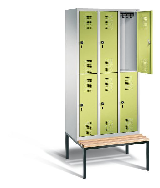 C+P locker, dubbellaags Evolo, H2090xW900xD815mm, kleur: lichtgrijs / virid groen, 48350-30 S10175