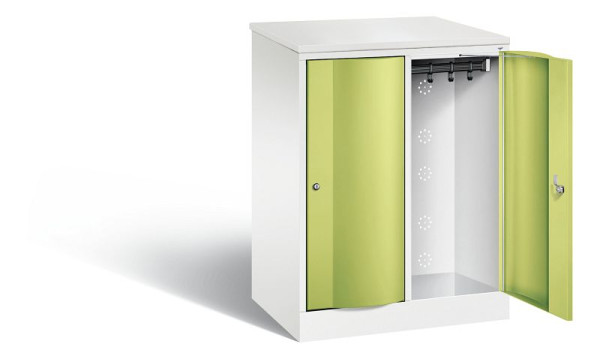 C+P garderobekast Resisto, H1077xB772xD540mm, kleur: verkeerswit / virid green, 8271-272 S10097