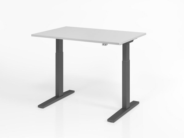 Hammerbacher bureau XMKA12, 120 x 80 cm, blad: grijs, 25 mm dik, ABS dikke rand, rechthoekige vorm, grafiet, VXMKA12/5/G