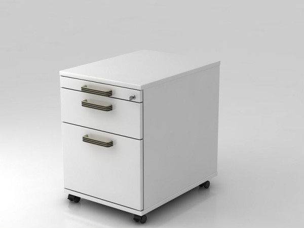 Hammerbacher rolcontainer 58cm, 1 lade, 1HR, slotlijstgreep wit, 42,8x58x59 cm, 1/3/6 HE, VAC20/W/W/SG