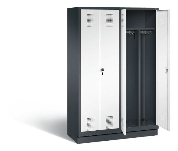 C+P zwart wit locker Evolo, H1800xB1190xD500mm, kleur: zwartgrijs / verkeerswit, 48022-40 S10245