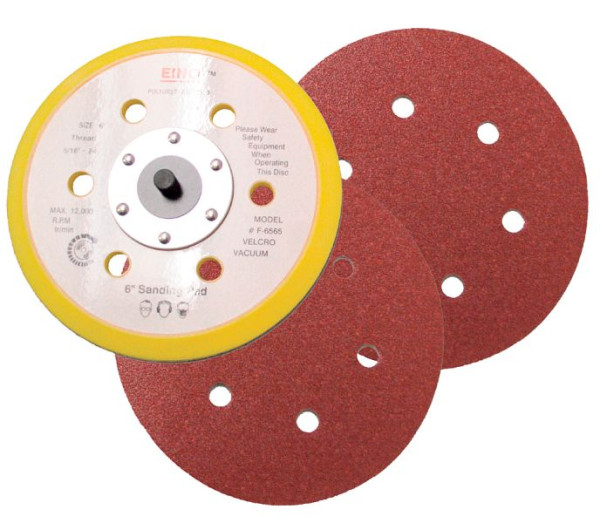 ELMAG schuurblad Ø 150 mm, korrel 100, 6-gaats, klittenband, 10 stuks, 42973