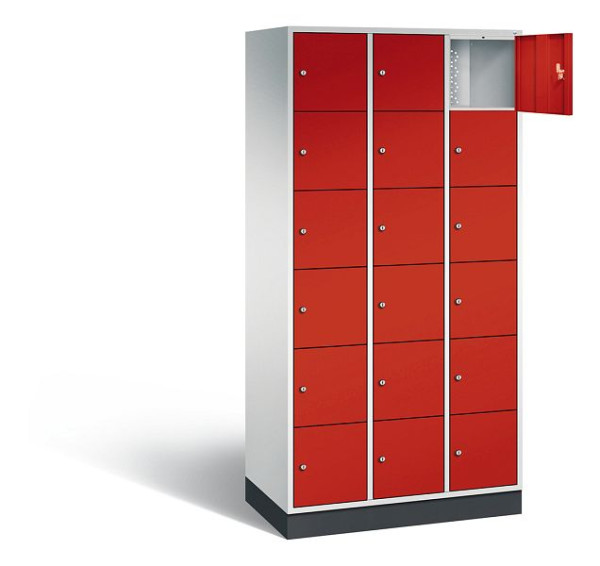 C+P lockerkast Intro, H1950xW920xD490mm, kleur: lichtgrijs / vuurrood, 8670-301 S10070