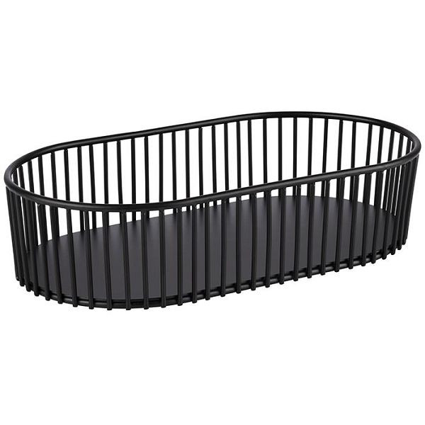 APS mand, 29 x 16 cm, hoogte: 7 cm, ovaal, metaal, zwart, 30337