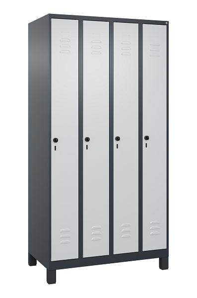 C+P Umkleidespind Classic PLUS, Füße, 4 Abteile, 1950x1000x500mm, 7016/7035, Drehriegel, 080010-49 S10013
