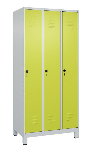 C+P Umkleidespind Classic PLUS, Füße, 3 Abteile, 1950x900x500mm, 7035/0024, Drehriegel, 080010-30 S10010