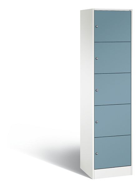 C+P Schließfachschrank Serie 8070, H1950xB460xT480 mm, Weiß/Horizontblau, 82700-10 S10426