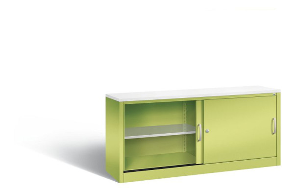 C+P dressoir met schuifdeuren Acurado, H720xB1600xD400mm, kleur: Viridin groen / Viridin groen, beugelgreep, 2 niveaus, 5724-00 S10320