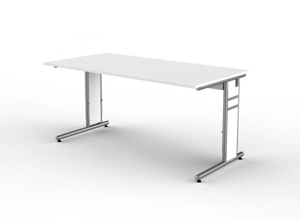 Kerkmann bureau met C-pootframe, vorm 4, B 1600 x D 800 x H 680-820 mm, wit, 11410110