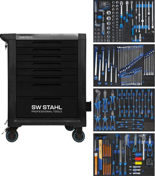 SW-Stahl professionele werkplaatswagen TT801, zwart, uitgerust, 246 stuks, Z3114