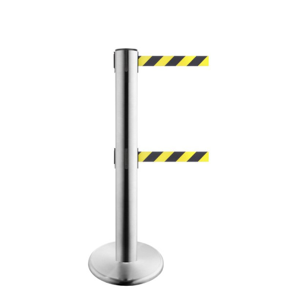 Stein HGS HGS personengeleidingssysteem -P-Line Brace Duo-, RVS, zwart/geel diagonaal, (gearceerd) / 2 x 9 m / 50 mm, met veiligheidsslot (zelfontgrendelend), 37695-17-2