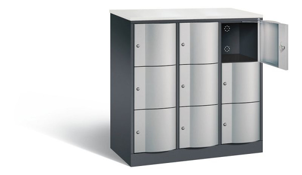 C+P lockerkast Resisto, H1255xB1148xD540mm, kleur: zwart-grijs/wit aluminium, 8573-372 S10694