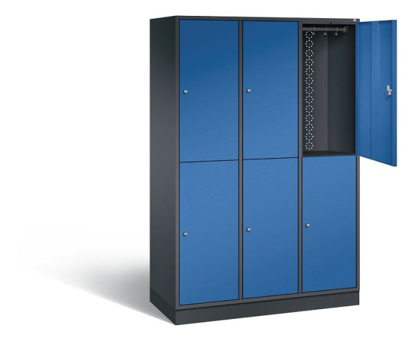 C+P locker dubbellaags XL Intro, H1950xW1220xD490mm, kleur: zwartgrijs / gentiaanblauw, 8270-302 S10053