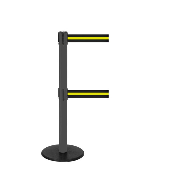 Stein HGS HGS personengeleidingssysteem -P-Line Duo-, antraciet, zwart/geel/zwart horizontaal (gestreept), met magnetisch banduiteinde, bandlengte: 2 x 4 m, 36403-0804