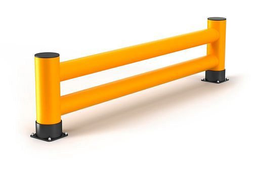 Ampere plankeindbescherming van kunststof, dubbele plank, B 2500 mm, geel/zwart, 304882