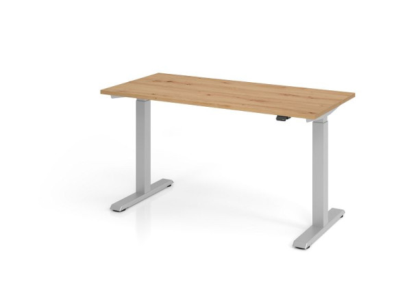 Hammerbacher bureau XMST614, 140 x 67 cm, blad: knoestig eiken, 25 mm dik, 2 mm ABS rand, rechthoekige vorm, VXMST614/R/S