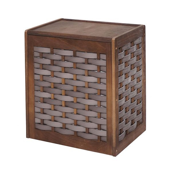 Mendler wasmand HWC-G37, wasmand wassorteerder wasbox, massief hout shabby look mesh 61x51x35cm, bruin, 72819