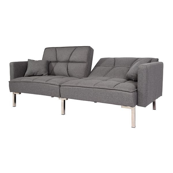 Mendler slaapbank HWC-K65, slaapbank slaapbank logeerbed, slaapfunctie ligvlak 170x104 cm, stof/textiel grijs, 96644