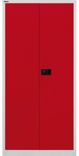 Bisley universele draaideurkast, 4 gegalvaniseerde planken, 5 OH, lichtgrijs lichaam, kardinaalrode fronten, E782A04G506