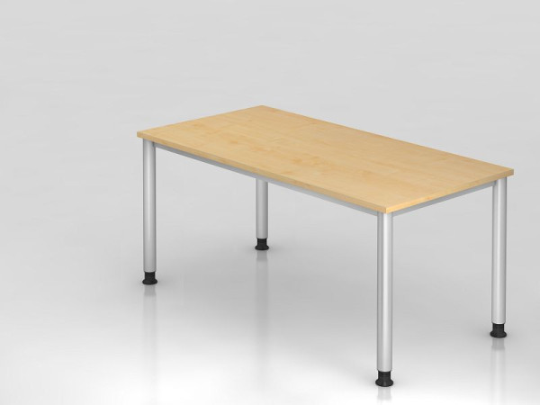 Hammerbacher bureau 4 voet rond 160x80cm esdoorn/zilver, rechthoekige vorm, VHS16/3/S