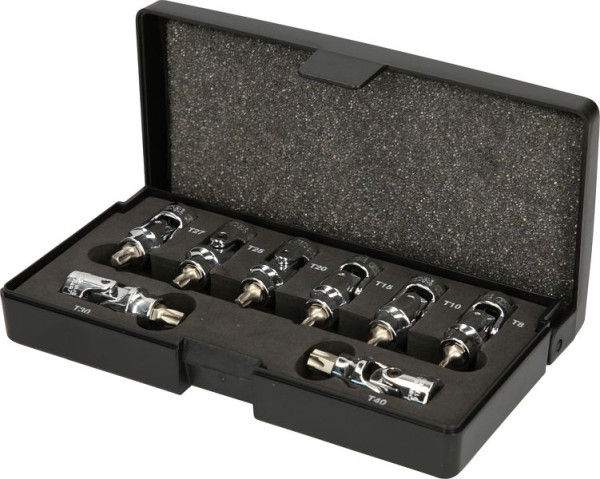 KS Tools 1/4" CHROMEplus bitdoppenset met scharnier Torx, 8-delig T8-T40, 917.1490