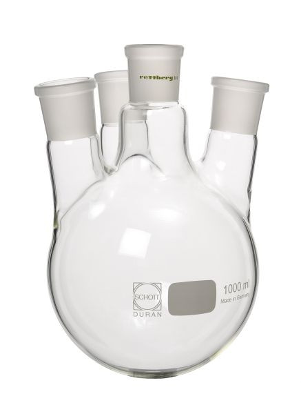 Rettberg 4-halskolf, 20000 ml, middenhals NS 45/40, 3x zijhalzen NS 29/32 schuin (7°), borosilicaatglas 3.3, 134019191