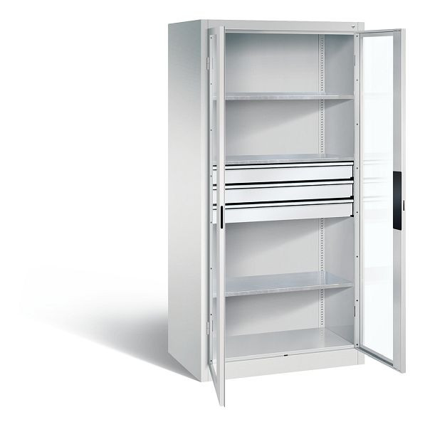C+P gereedschapskast Acurado, H1950xW930xD600mm, kleur: lichtgrijs, verzonken handgreep, 8922-55302 S10019