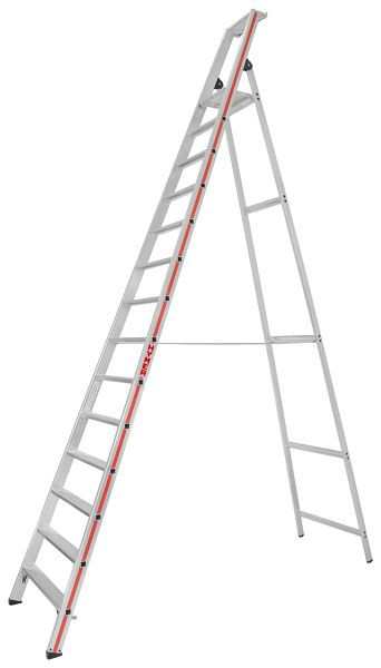 HYMER trapladder met platform, van één zijde toegankelijk, 14 treden, lengte 4,20 m, stahoogte: 3,25 m, 802614