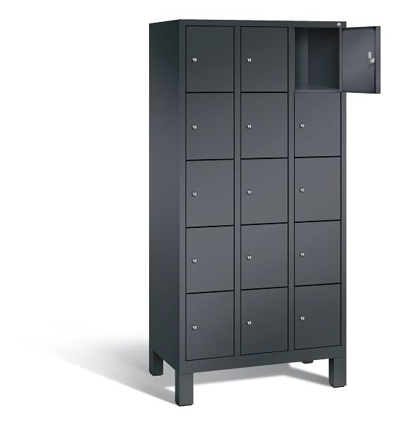 C+P lockerkast Evolo, H1850xB900xD500mm, kleur: zwart-grijs, 48010-305 S10016