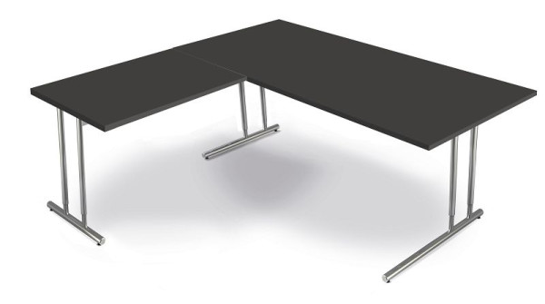 Kerkmann hoekige werkplek van bureau B 1800 x D 800 x H 680-820 mm, Artline, kleur: antraciet, 11767113