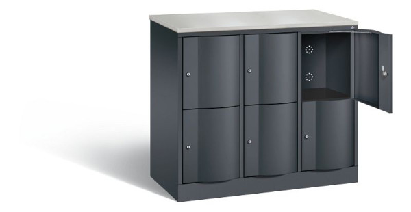 C+P lockerkast Resisto, H1077xB1148xD540mm, kleur: zwart-grijs, 8472-372 S10138