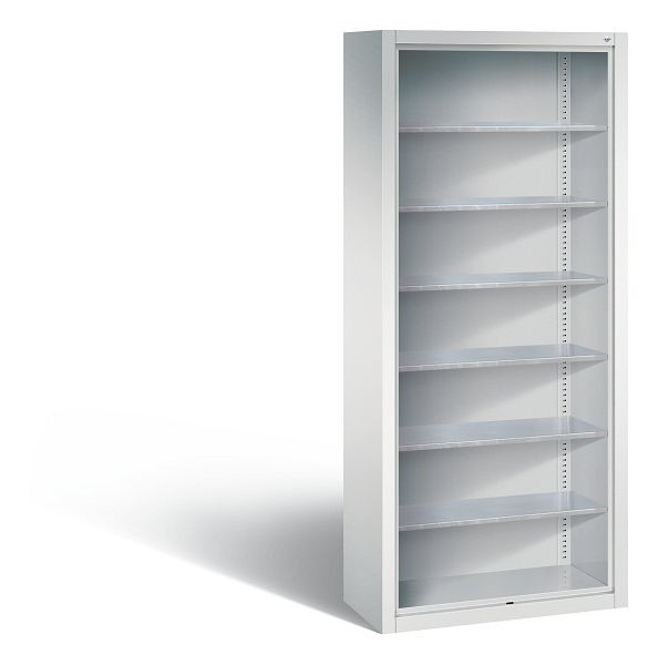 C+P stalen plank met achterwand serie 13, H1690xB700xD300mm, kleur: lichtgrijs, 133413-00 S10000