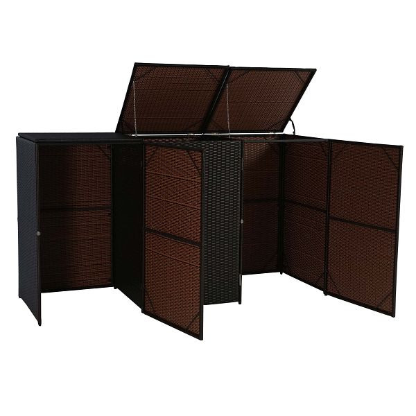 Mendler HWC-E25 3-wielbak bekleding, vuilnisbak, vuilnisbak deksel, poly rotan 3x120l, bruin, 65262+65263